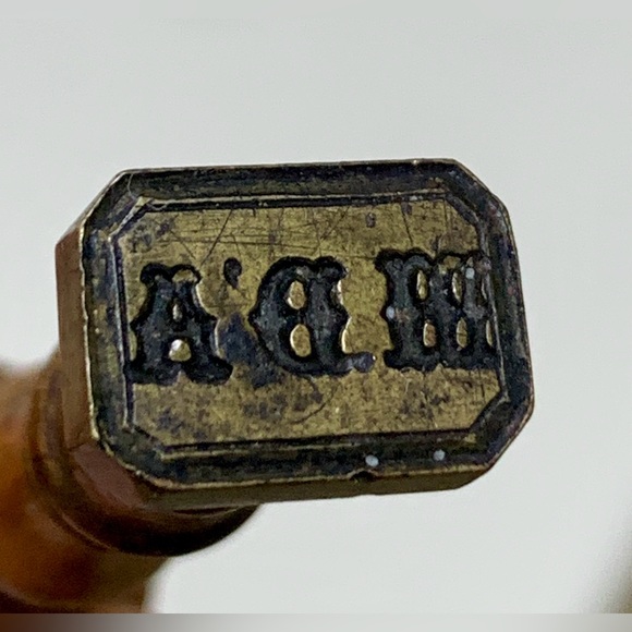 19th Century Antique Wooden Handle Metal Wax Seal Manual Press - Picture 10 of 16